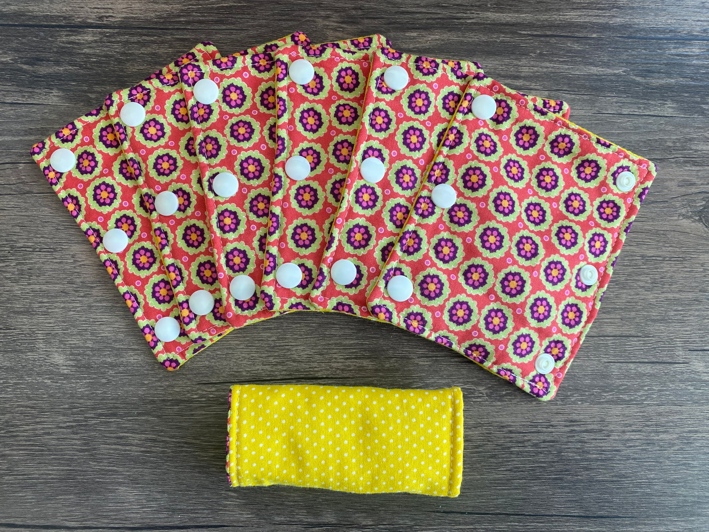 Geometric Floral and Yellow Polka Dot Reversible Pavlik Harness Covers