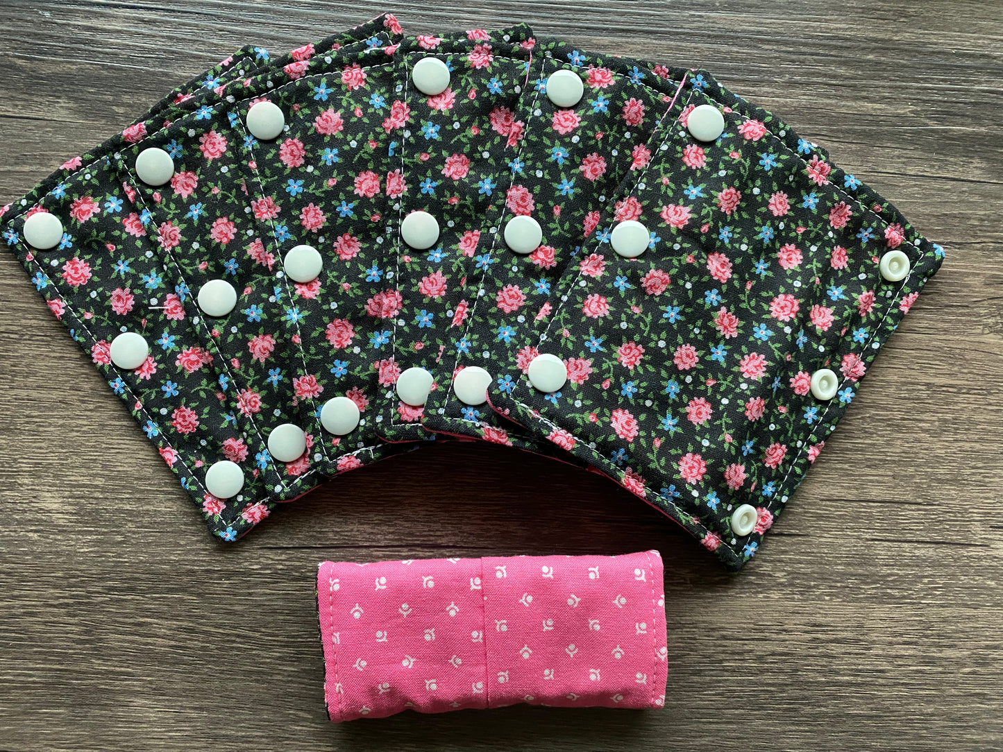 Black Floral and Pink Reversible Pavlik Harness Covers