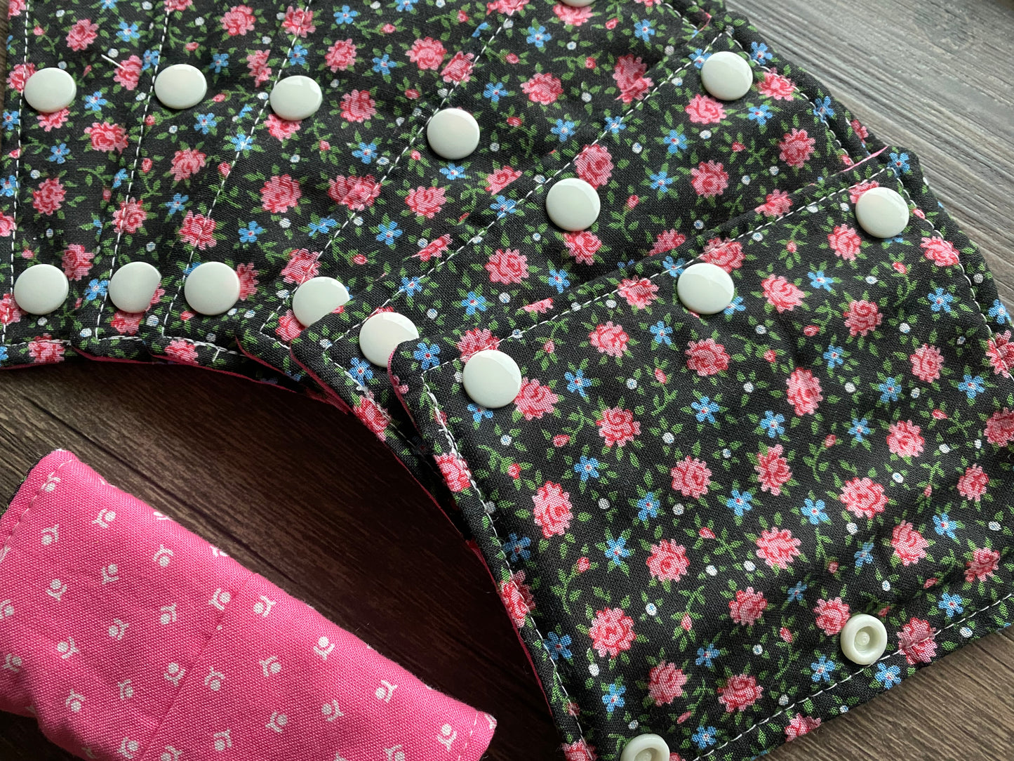 Black Floral and Pink Reversible Pavlik Harness Covers