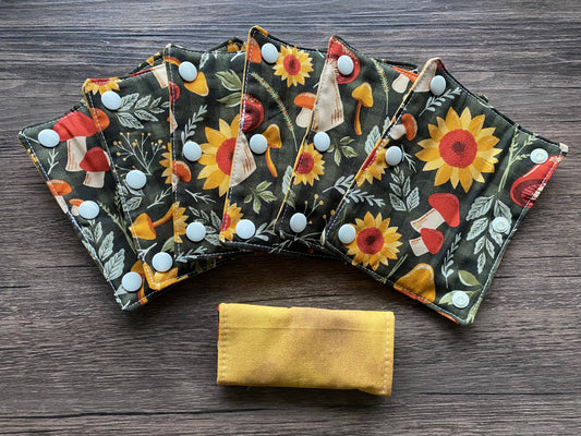 Sunflowers Mushrooms and Gold Reversible Pavlik Harness Covers