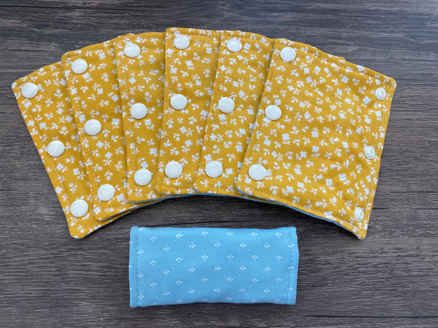 Yellow Flower and Light Blue Print Reversible Pavlik Harness Covers