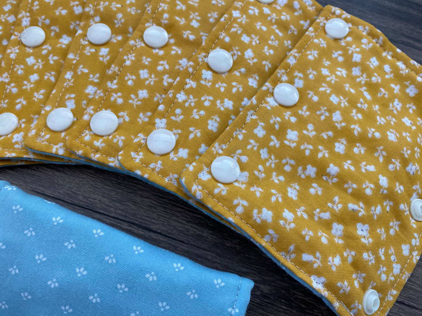 Yellow Flower and Light Blue Print Reversible Pavlik Harness Covers