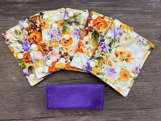 Orange Floral and Purple Reversible Pavlik Harness Covers