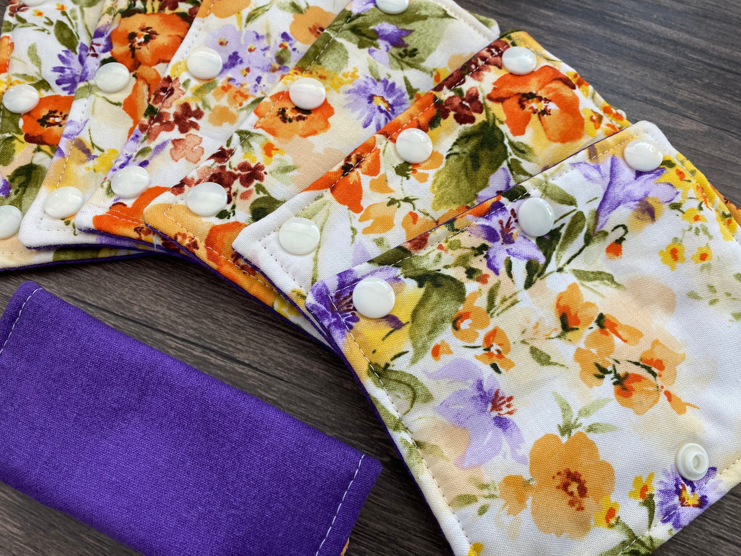 Orange Floral and Purple Reversible Pavlik Harness Covers