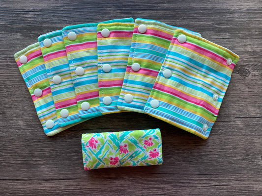 Bright Stripes and Flower Print Reversible Pavlik Harness Covers